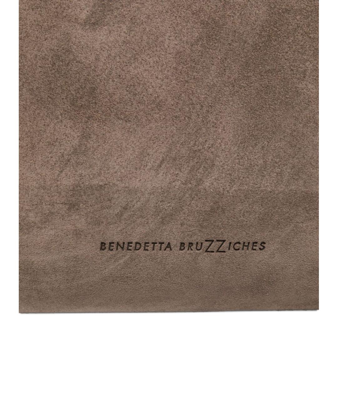 BENEDETTA BRUZZICHES Серая замшевая сумка тоут, фото 5
