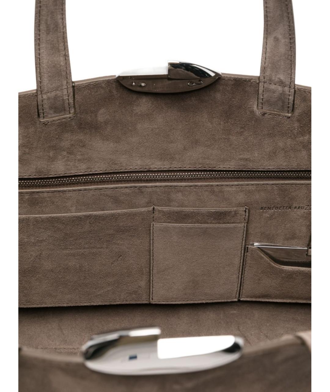 BENEDETTA BRUZZICHES Серая замшевая сумка тоут, фото 4