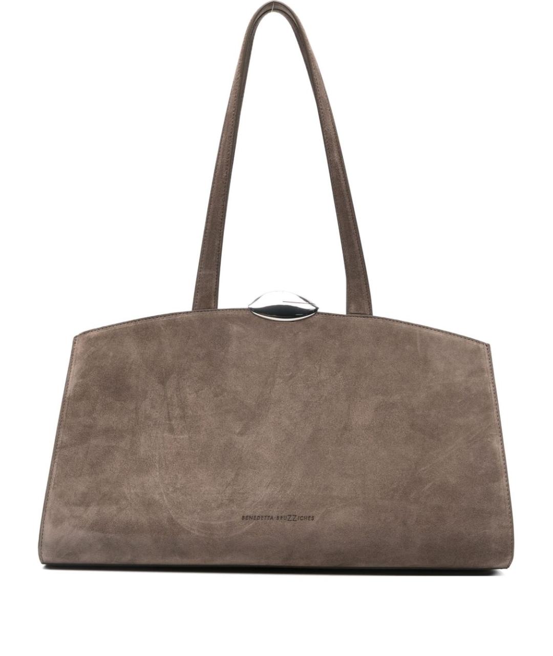 BENEDETTA BRUZZICHES Серая замшевая сумка тоут, фото 1