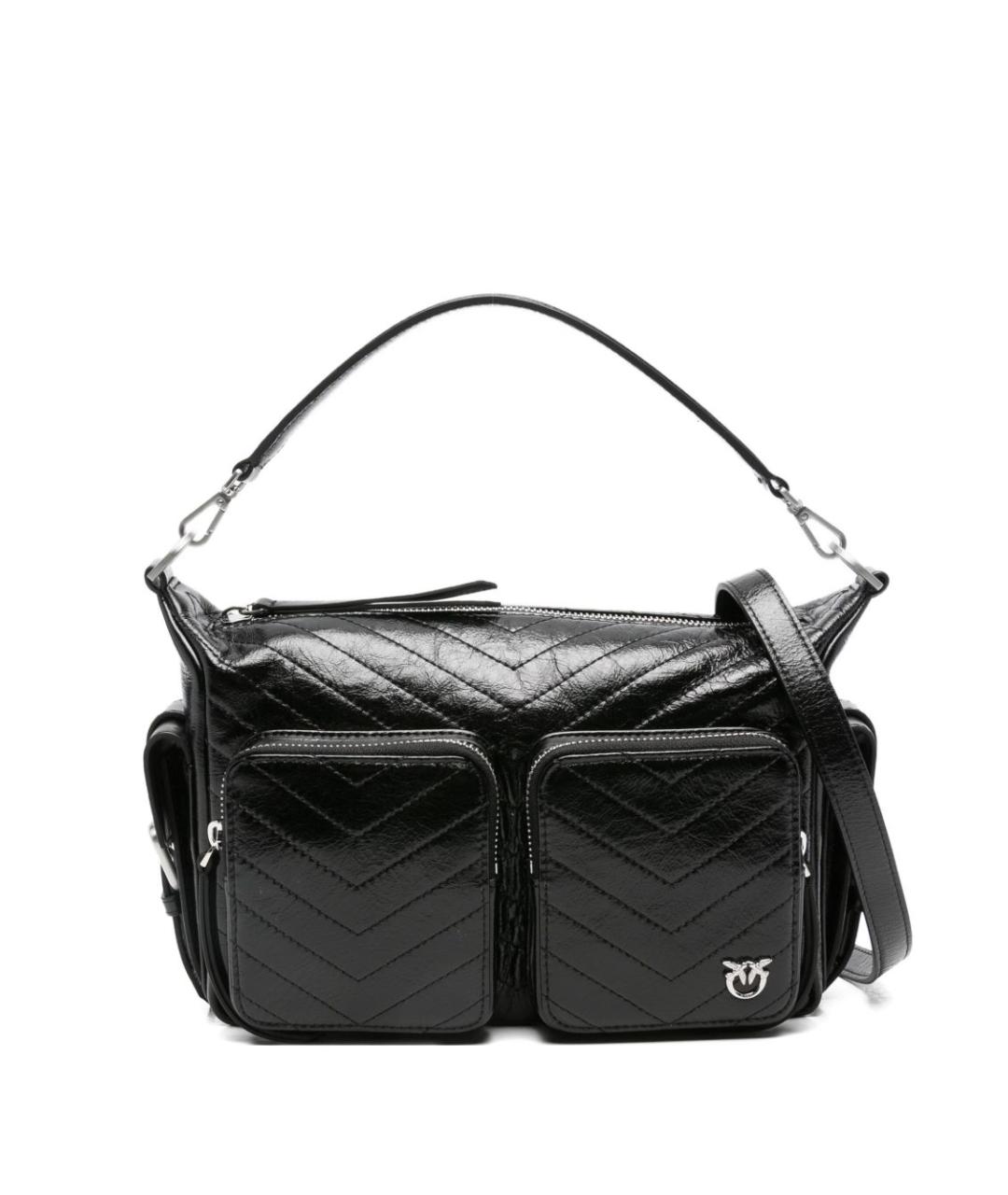 PINKO Черная кожаная сумка с короткими ручками, фото 1