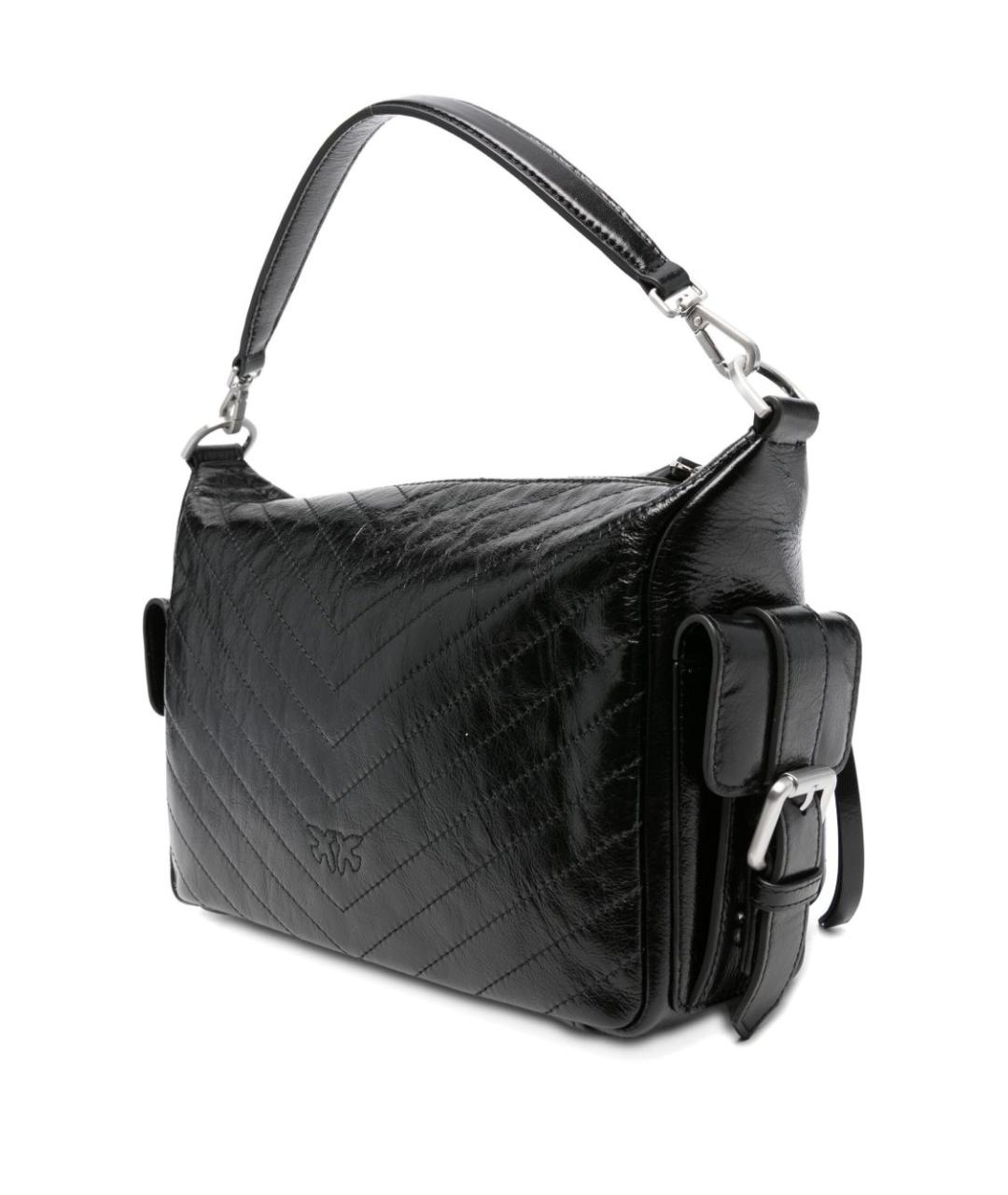 PINKO Черная кожаная сумка с короткими ручками, фото 5