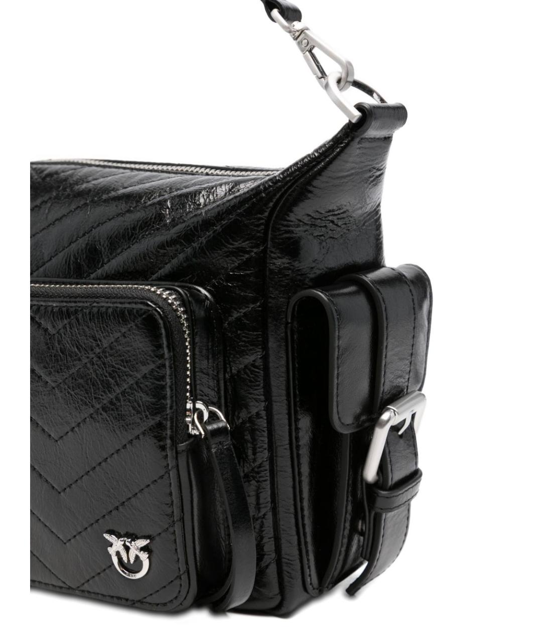 PINKO Черная кожаная сумка с короткими ручками, фото 4