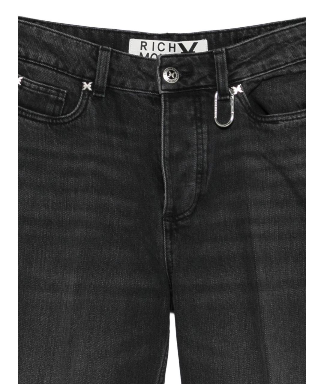 JOHN RICHMOND Черные хлопковые прямые джинсы, фото 3