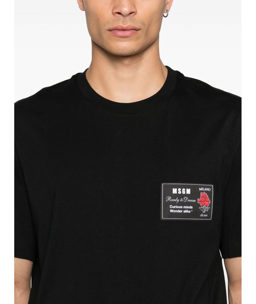 MSGM Черная хлопковая футболка, фото 4