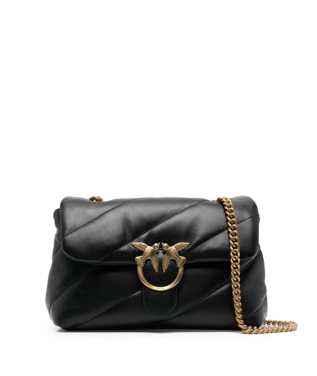 PINKO Черная кожаная сумка через плечо, фото 1