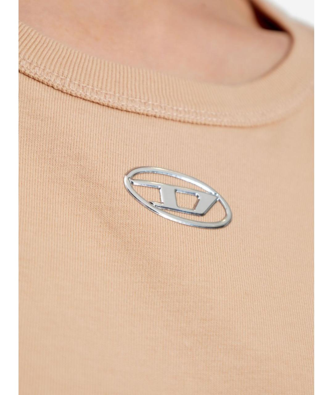 DIESEL Бежевая хлопковая футболка, фото 2