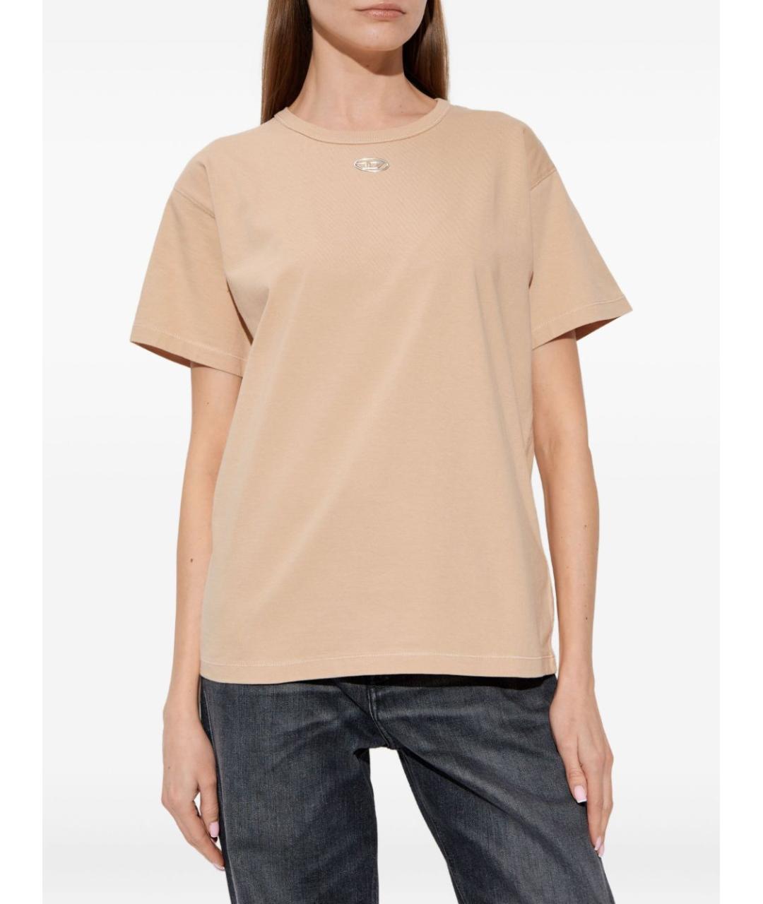 DIESEL Бежевая хлопковая футболка, фото 3