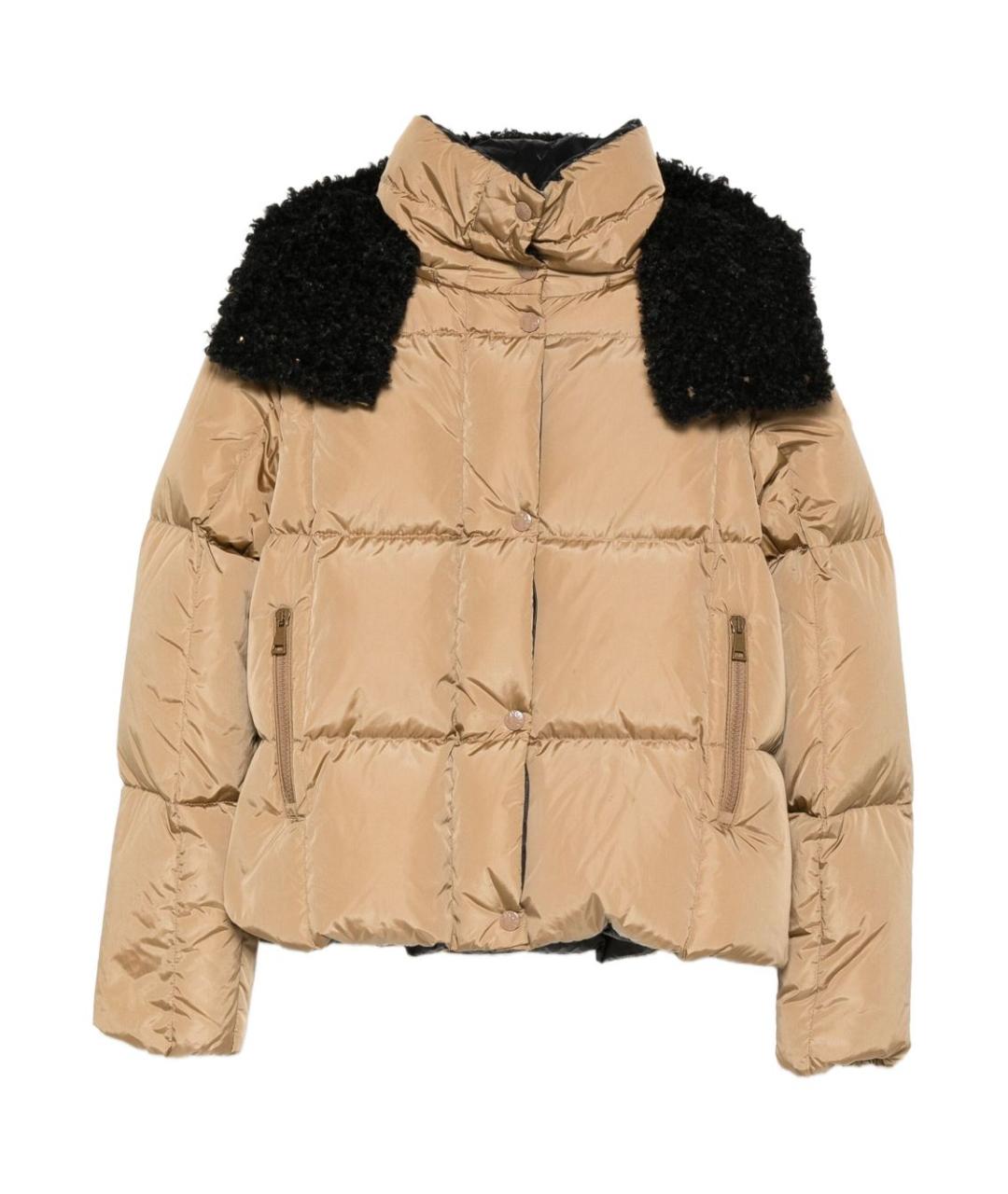 MONCLER Бежевый полиамидовый пуховик, фото 1