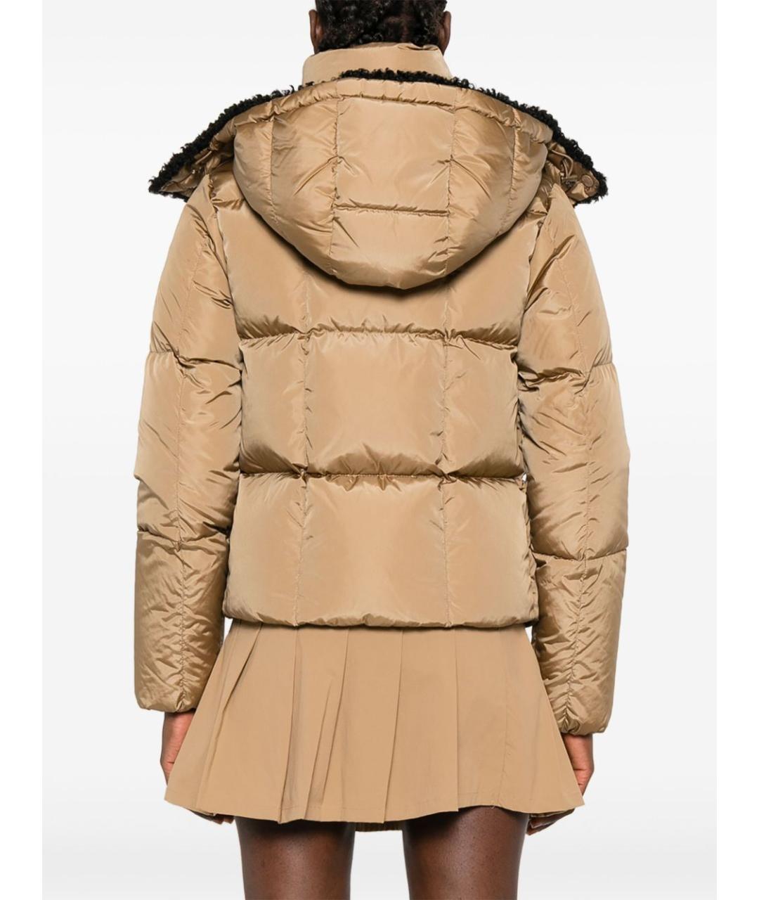 MONCLER Бежевый полиамидовый пуховик, фото 5