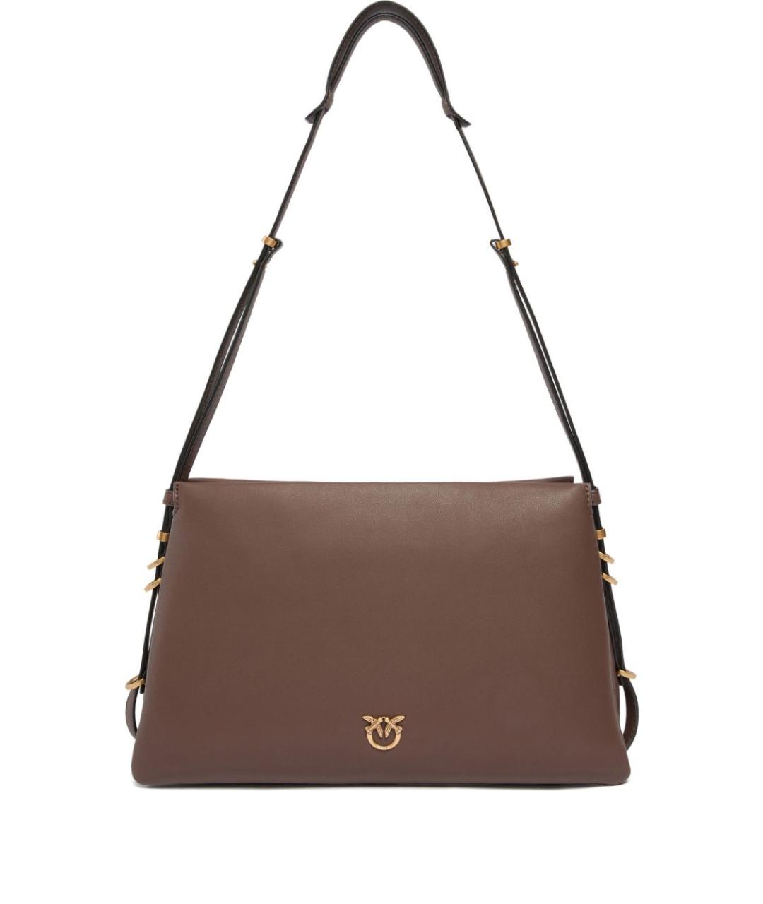 PINKO Коричневая кожаная сумка через плечо, фото 1
