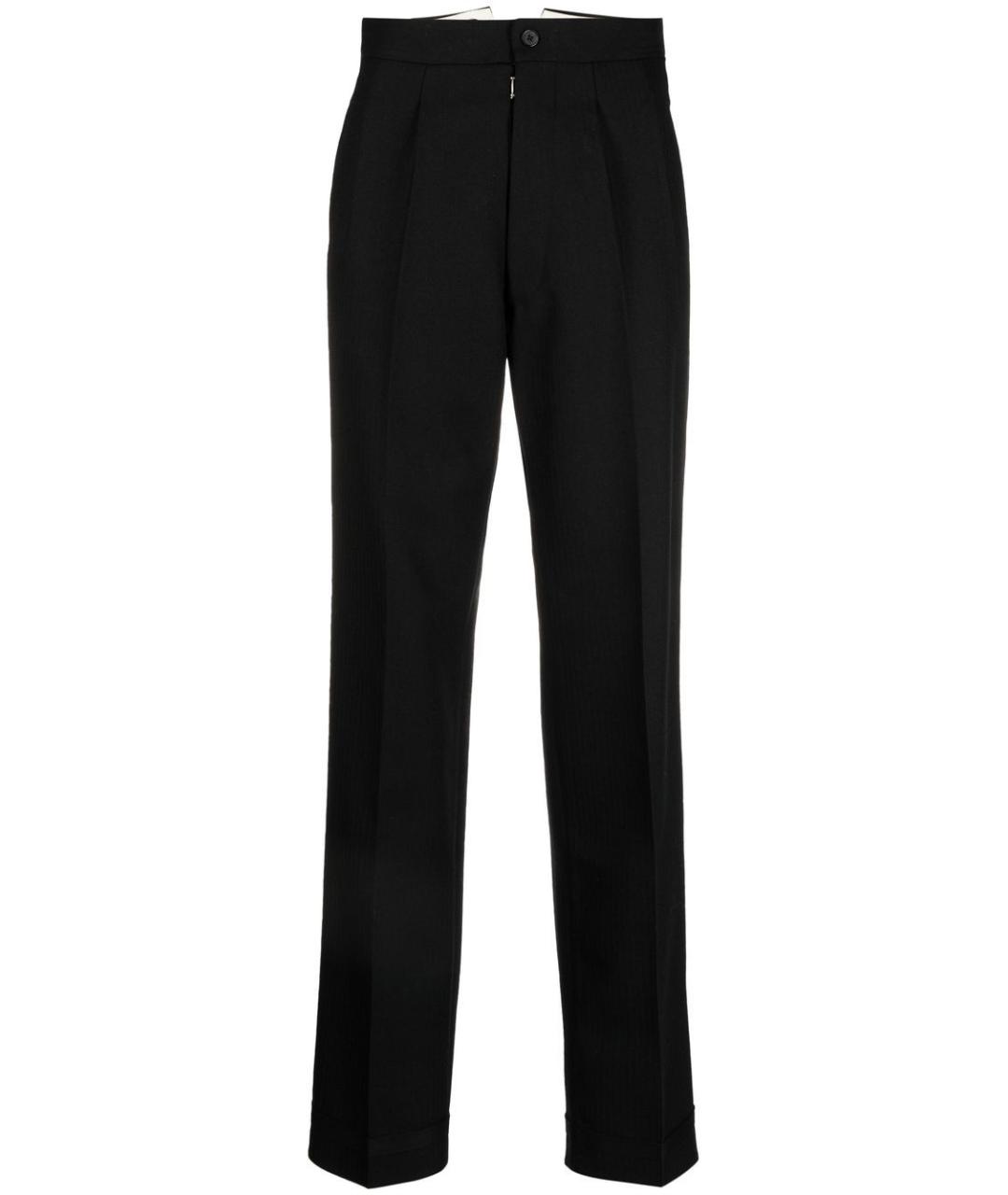 MAISON MARGIELA Черные шерстяные прямые брюки, фото 1