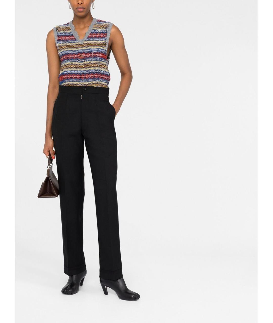 MAISON MARGIELA Черные шерстяные прямые брюки, фото 7