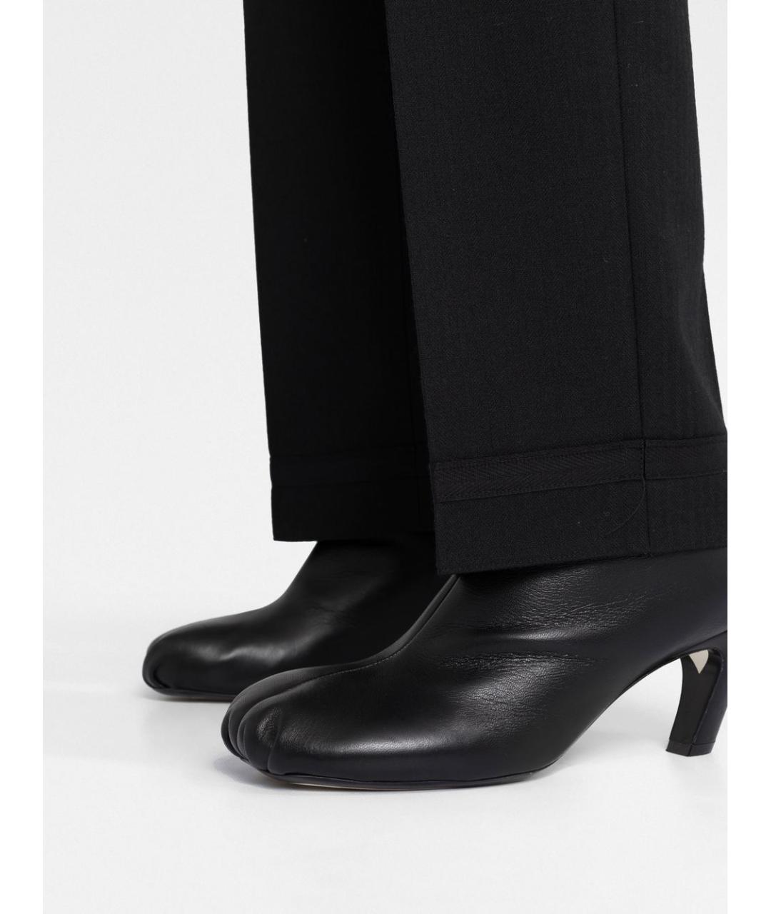 MAISON MARGIELA Черные шерстяные прямые брюки, фото 4