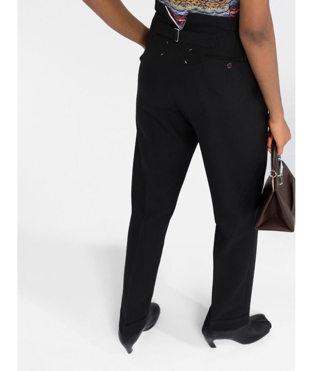 MAISON MARGIELA Черные шерстяные прямые брюки, фото 5