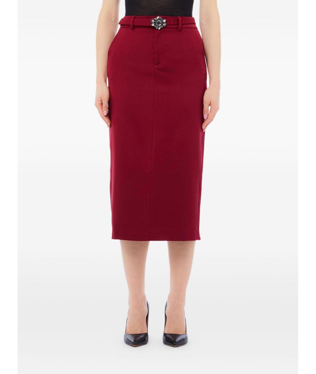 LIU JO Красная полиэстеровая юбка миди, фото 4