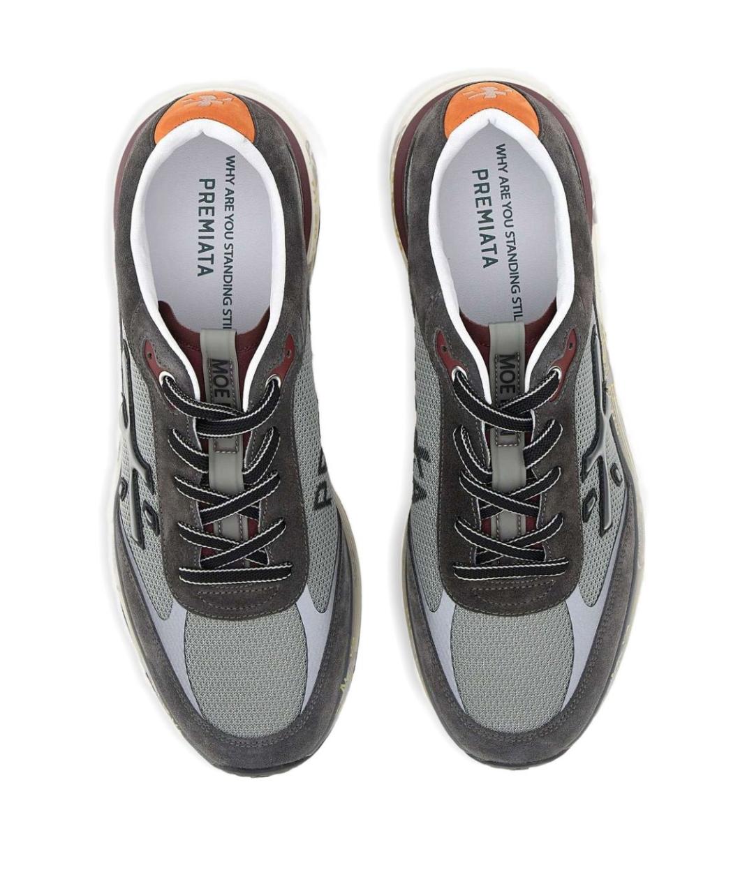 PREMIATA Серые кожаные низкие кроссовки / кеды, фото 4