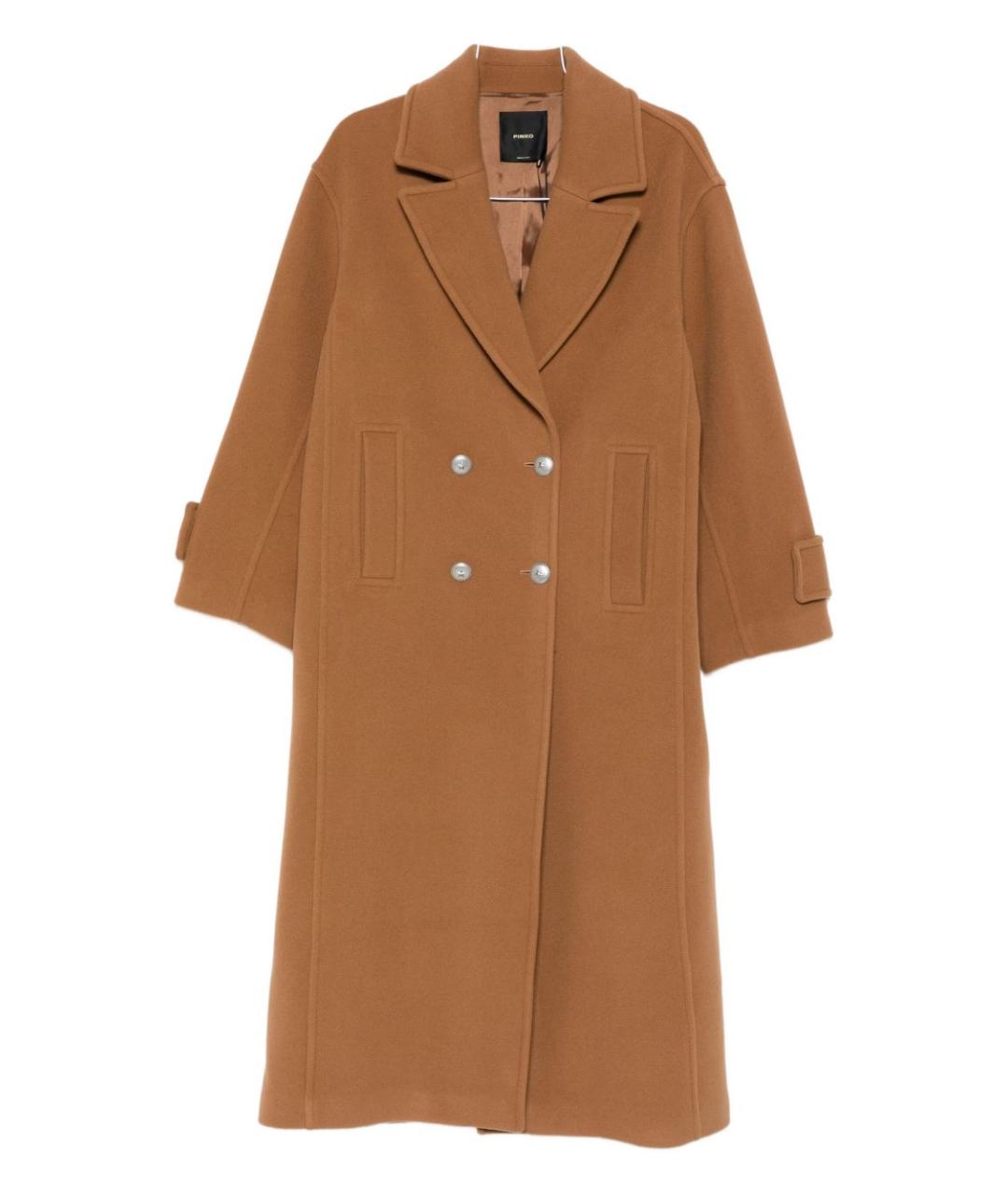 PINKO Коричневое шерстяное пальто, фото 1