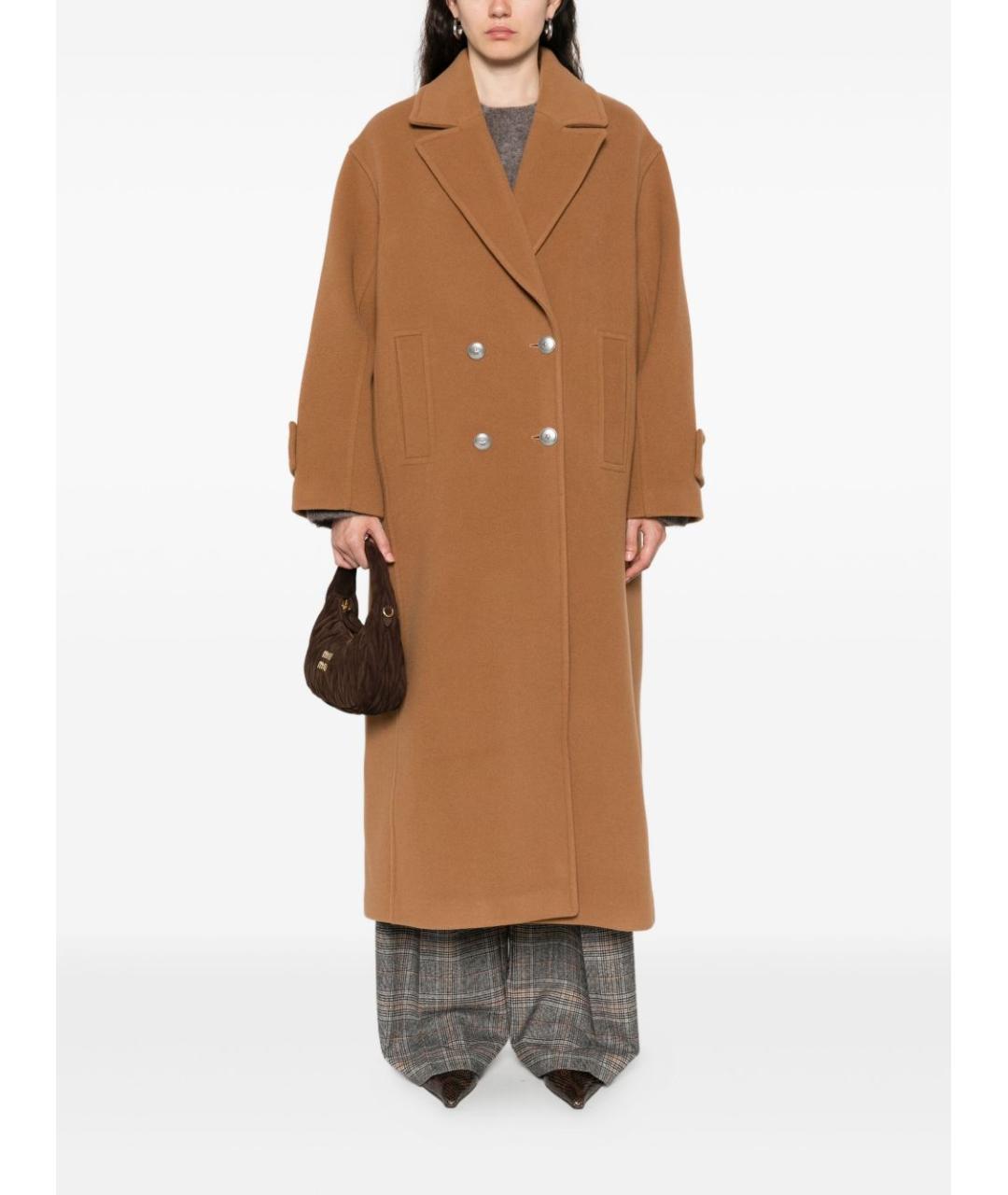 PINKO Коричневое шерстяное пальто, фото 4
