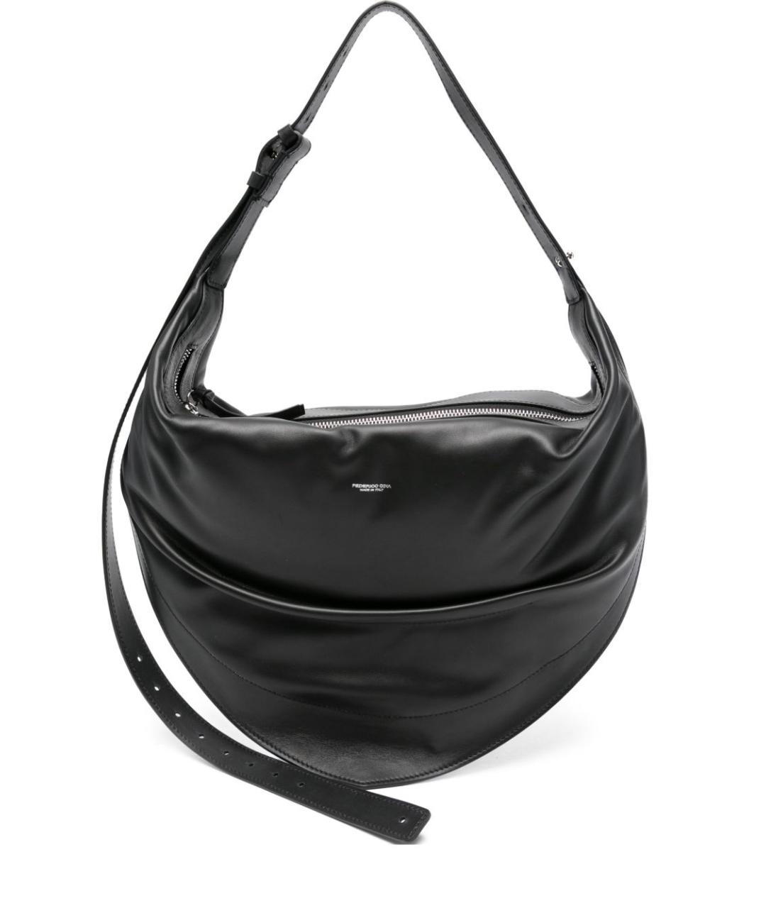 FEDERICO CINA Черная кожаная сумка с короткими ручками, фото 1