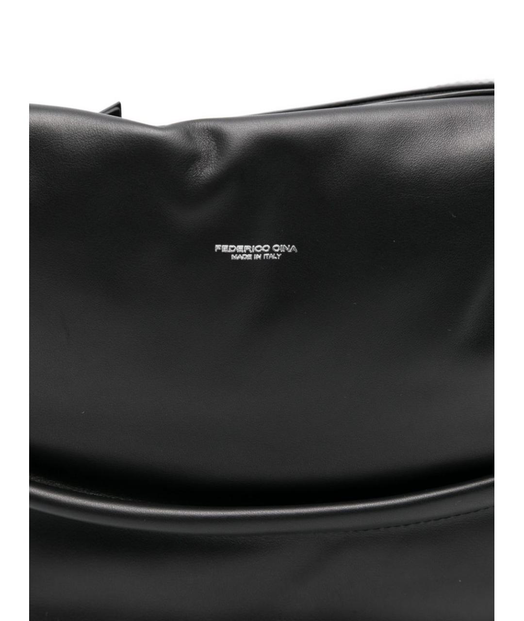 FEDERICO CINA Черная кожаная сумка с короткими ручками, фото 2
