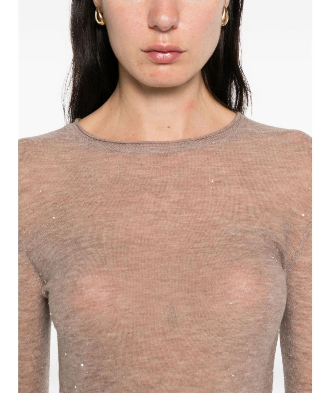 PINKO Бежевый шерстяной джемпер / свитер, фото 2
