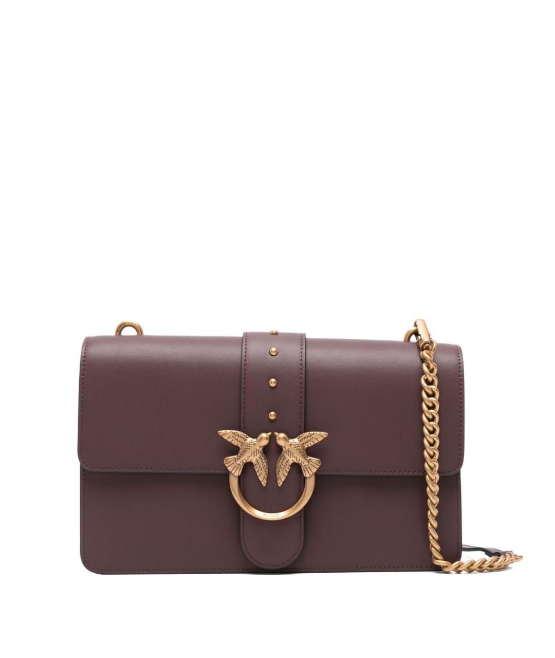 PINKO Бордовая кожаная сумка через плечо, фото 1