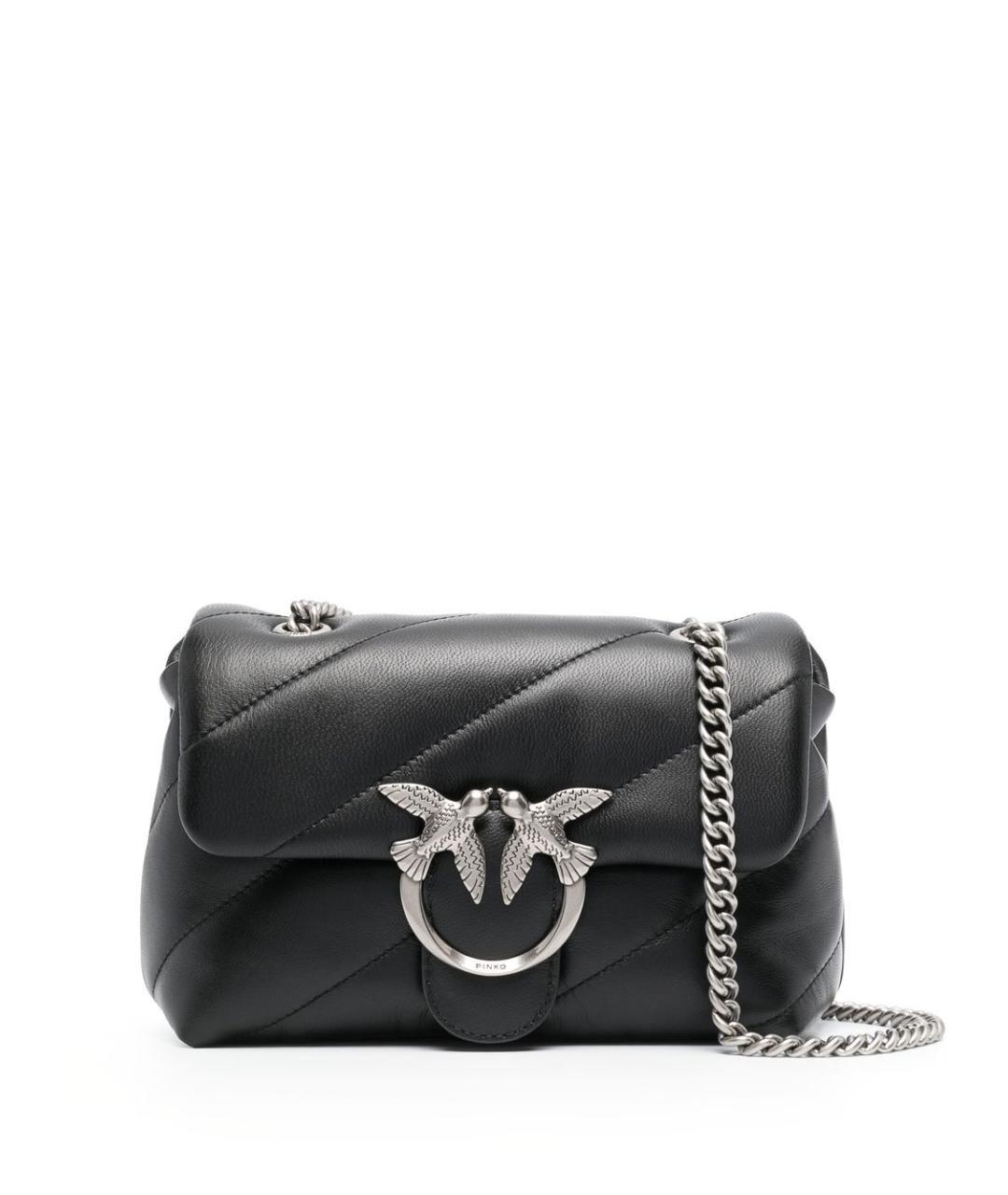 PINKO Черная кожаная сумка тоут, фото 1