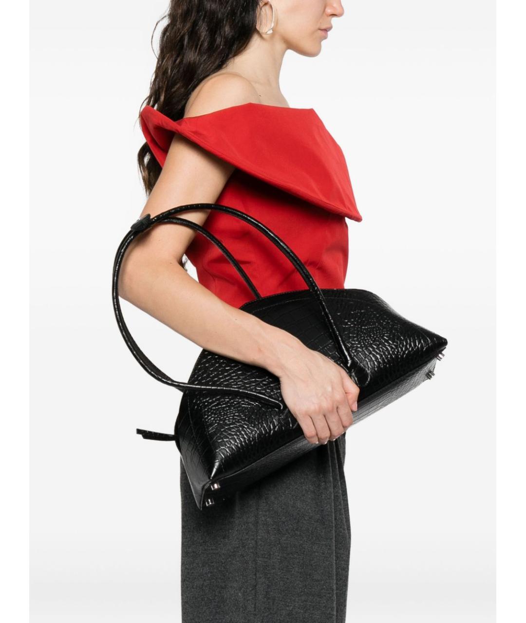 FEDERICO CINA Черная кожаная сумка тоут, фото 2