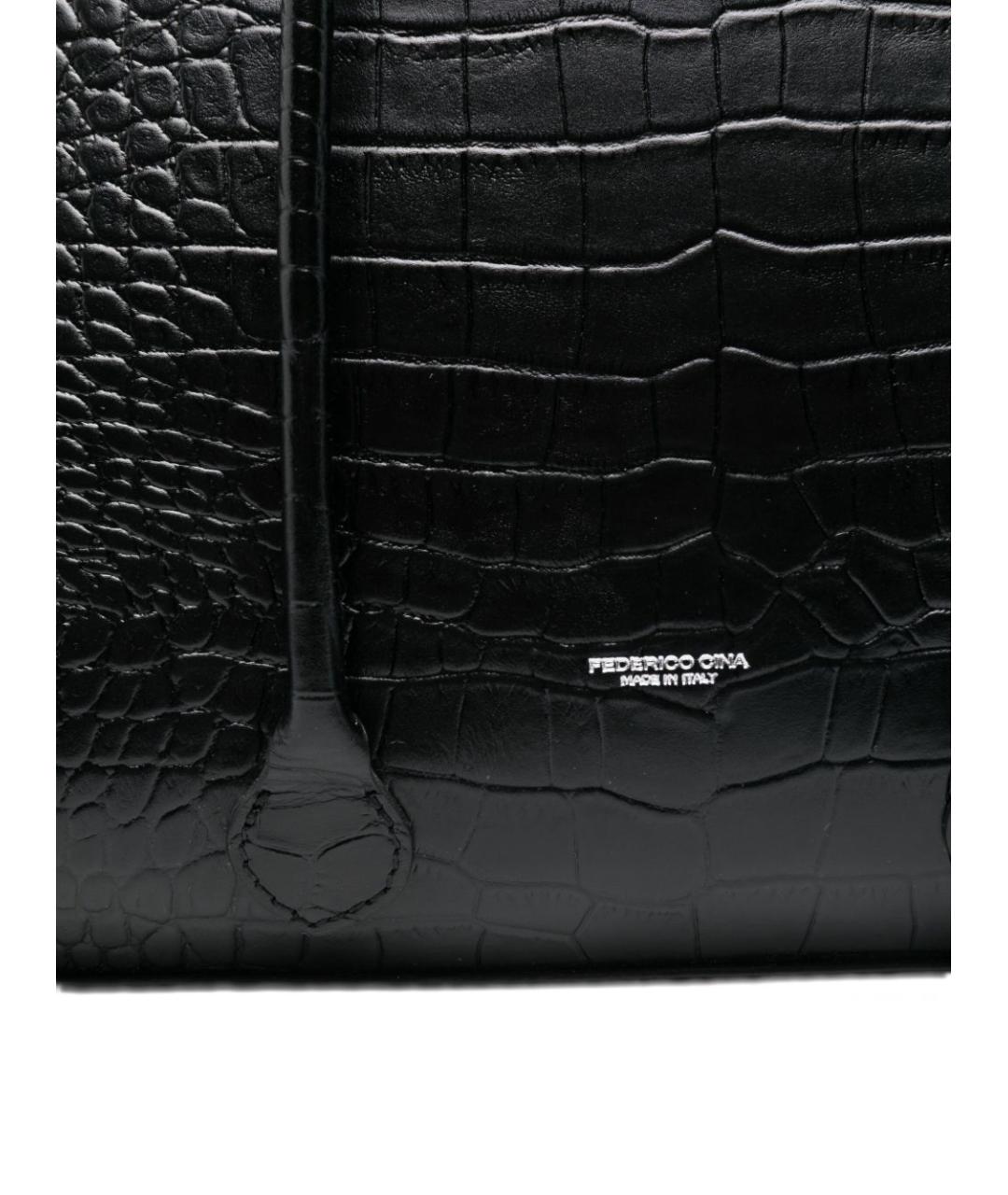 FEDERICO CINA Черная кожаная сумка тоут, фото 4
