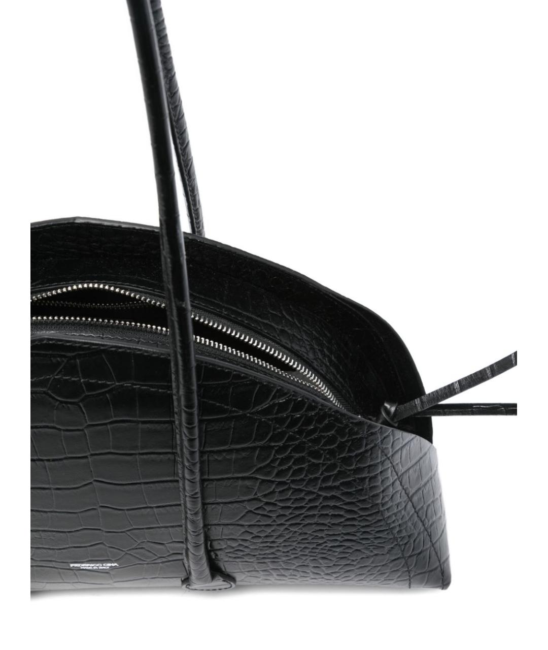 FEDERICO CINA Черная кожаная сумка тоут, фото 3