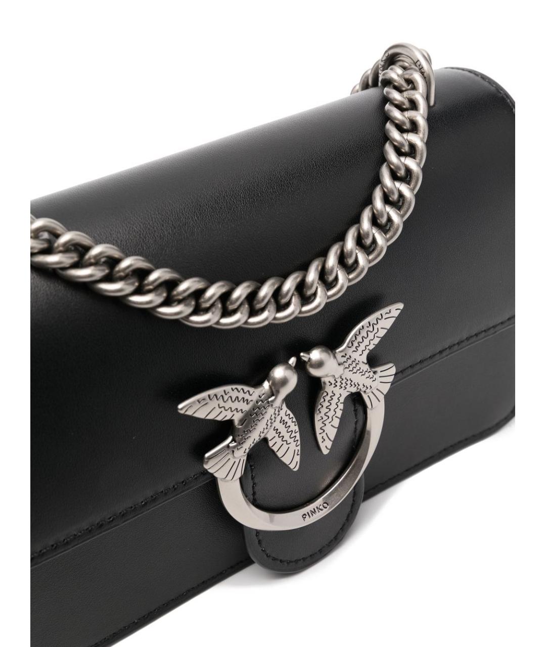 PINKO Черная кожаная сумка через плечо, фото 4