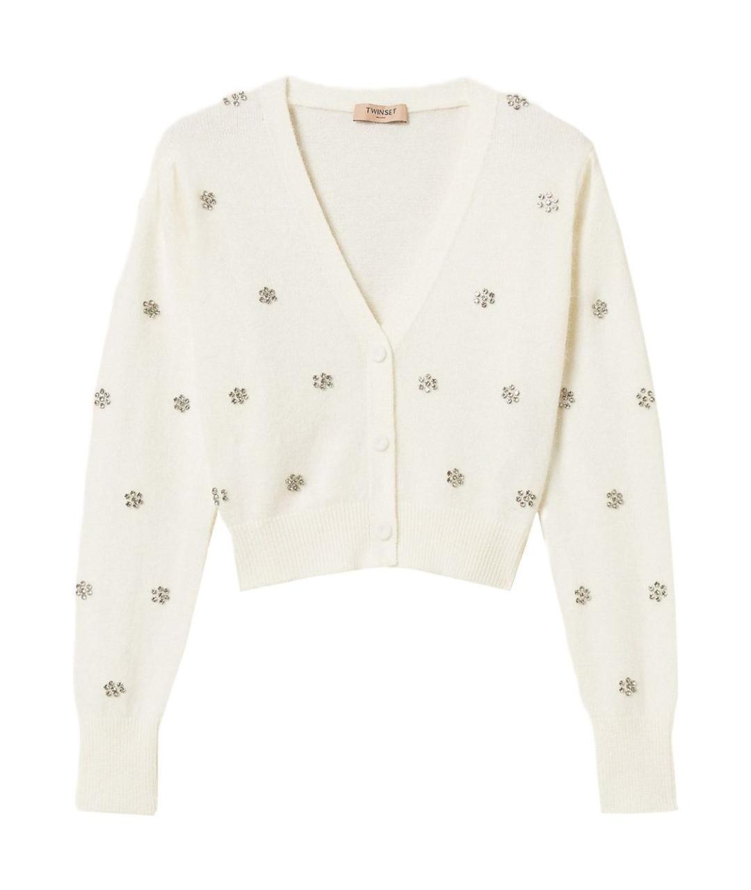 TWIN-SET Белый полиамидовый кардиган, фото 1