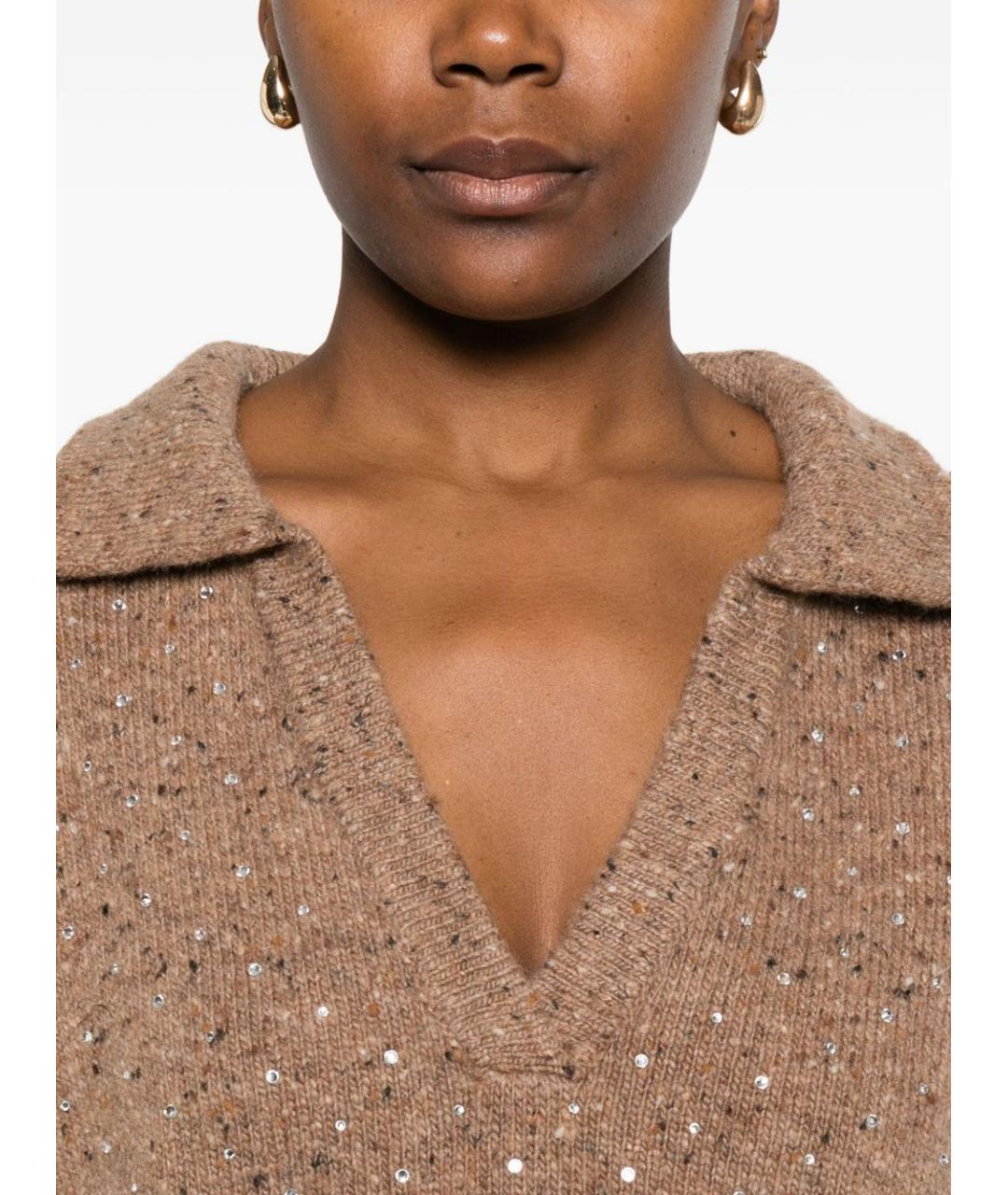PINKO Бежевый шерстяной джемпер / свитер, фото 3