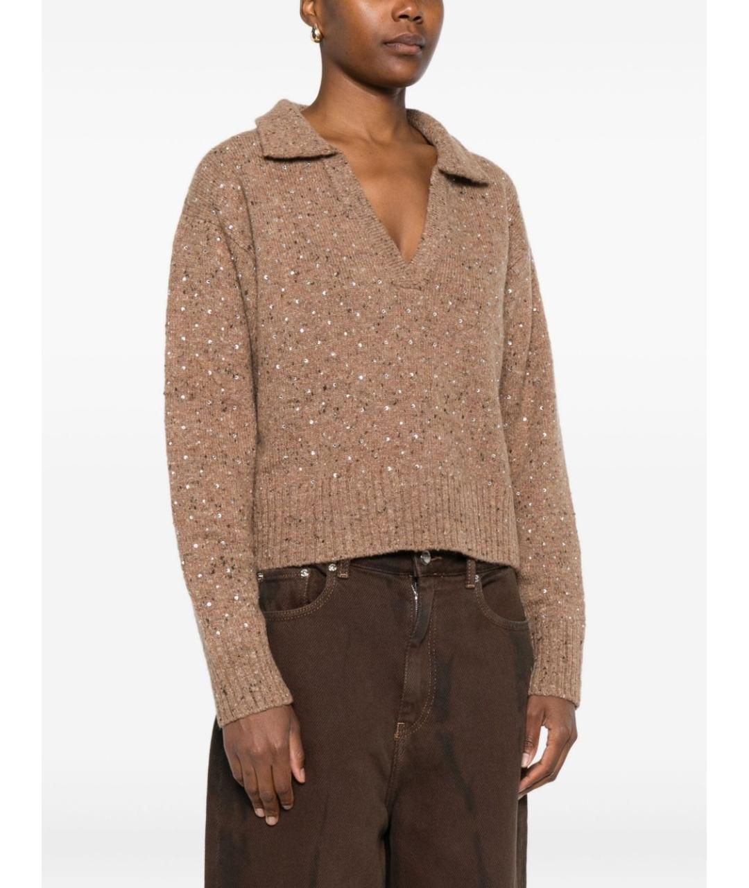 PINKO Бежевый шерстяной джемпер / свитер, фото 2