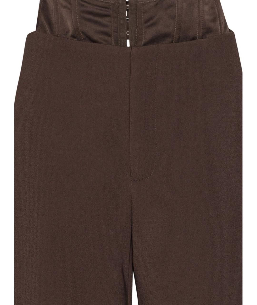 ROTATE Коричневые полиэстеровые прямые брюки, фото 4