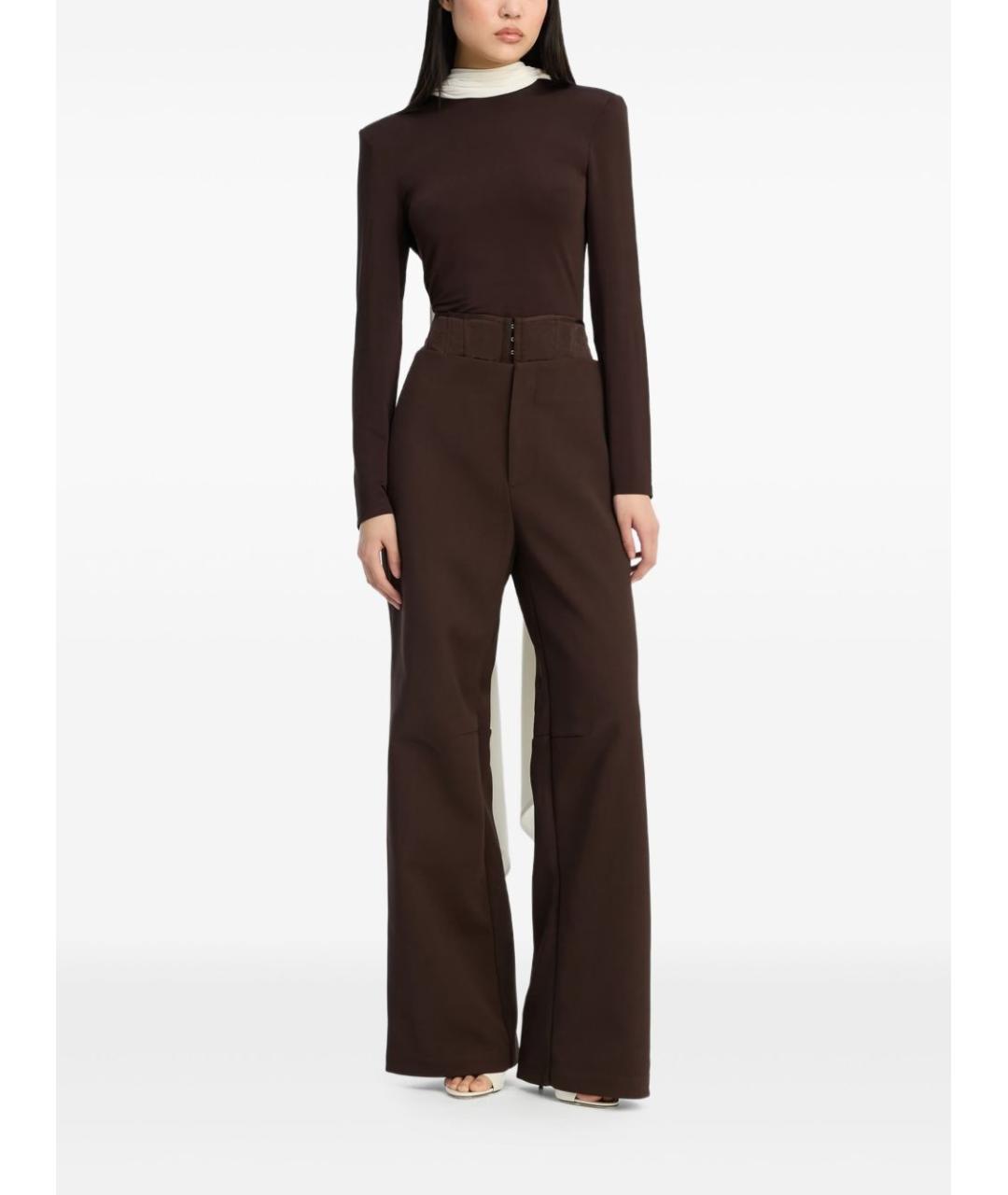 ROTATE Коричневые полиэстеровые прямые брюки, фото 5