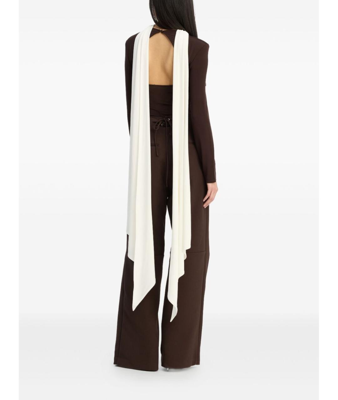 ROTATE Коричневые полиэстеровые прямые брюки, фото 2