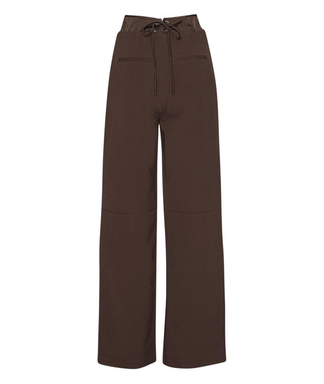 ROTATE Коричневые полиэстеровые прямые брюки, фото 1