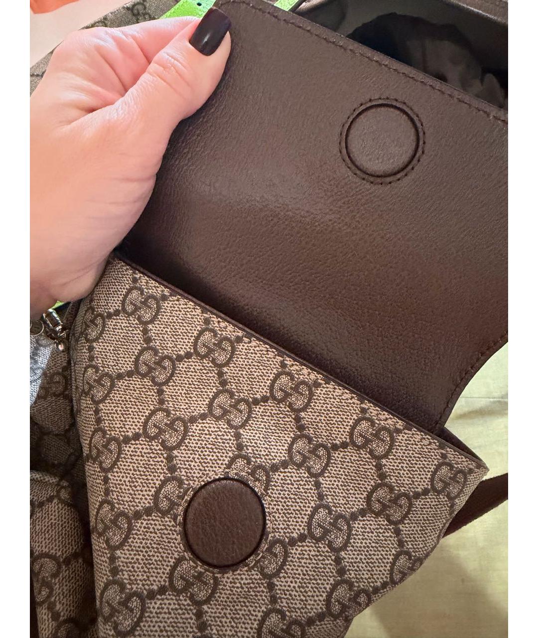 GUCCI Коричневый жаккардовый рюкзак, фото 7