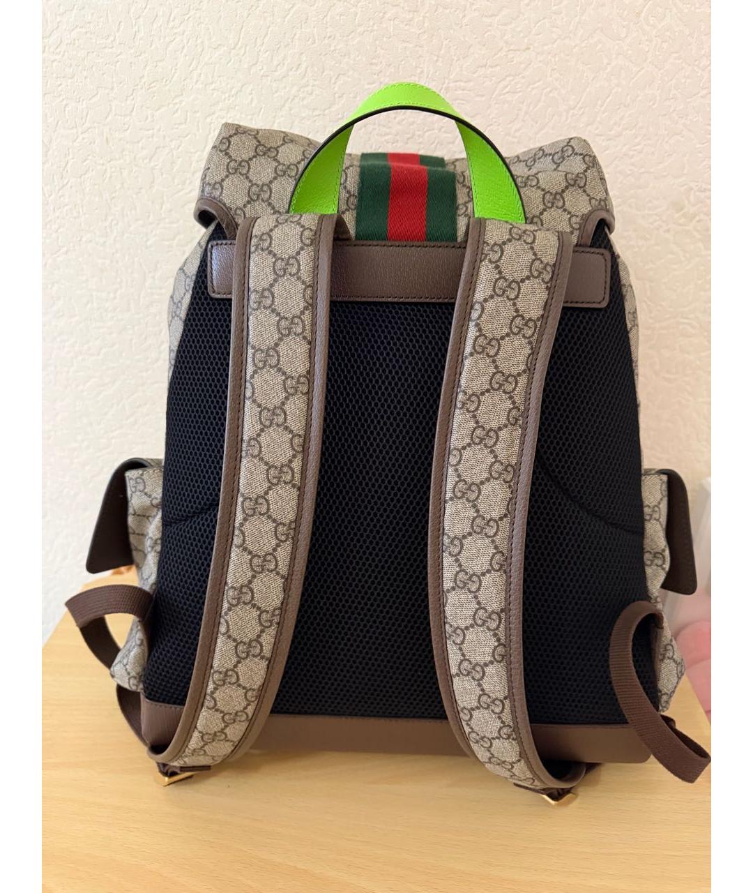 GUCCI Коричневый жаккардовый рюкзак, фото 2