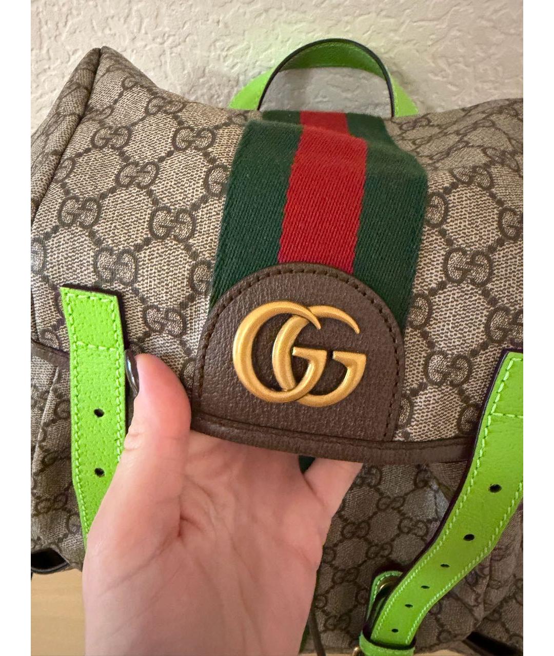 GUCCI Коричневый жаккардовый рюкзак, фото 3