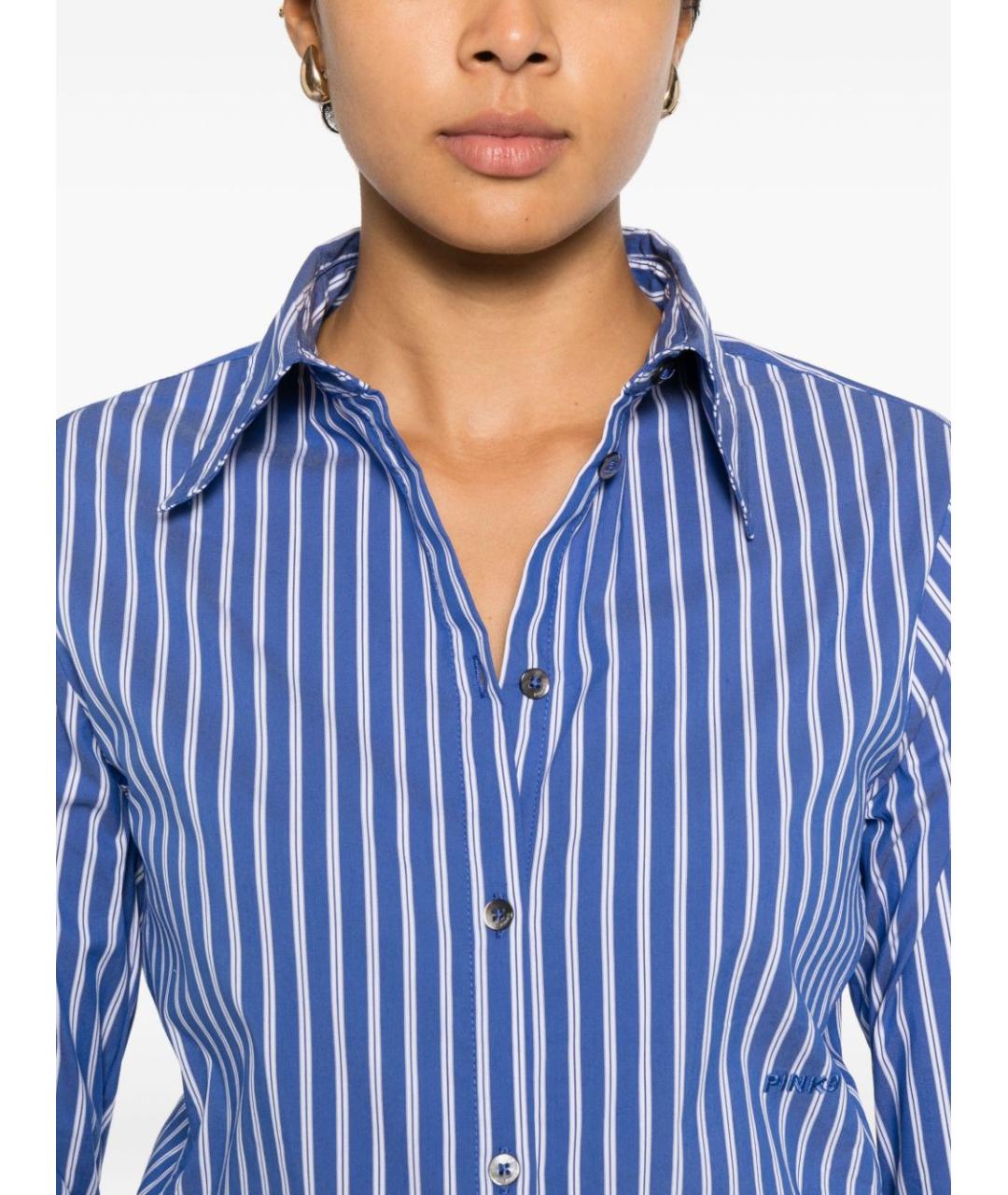 PINKO Синяя хлопковая рубашка, фото 5