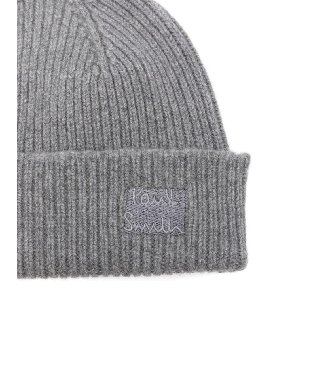PAUL SMITH Серая шерстяная шапка, фото 2