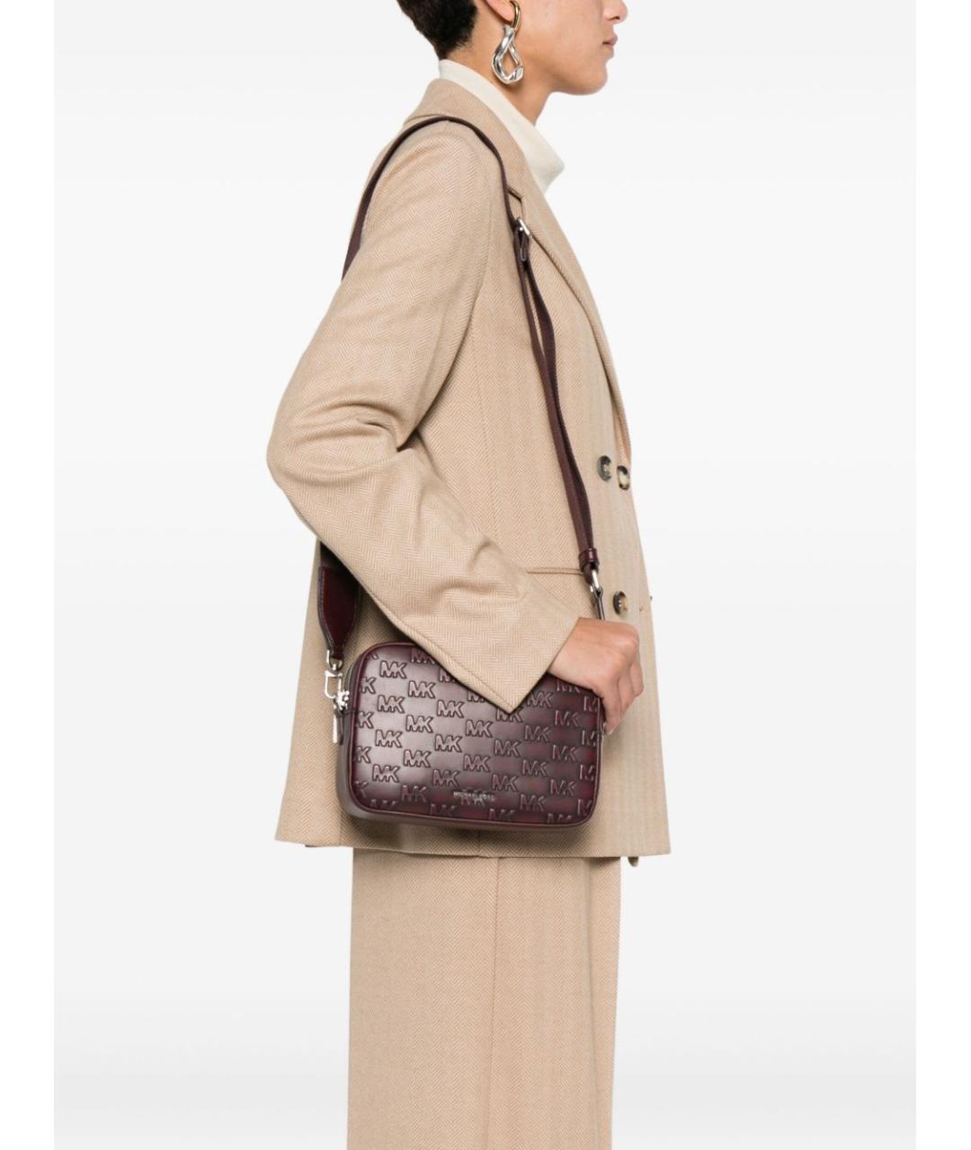 MICHAEL KORS Бордовая кожаная сумка через плечо, фото 3