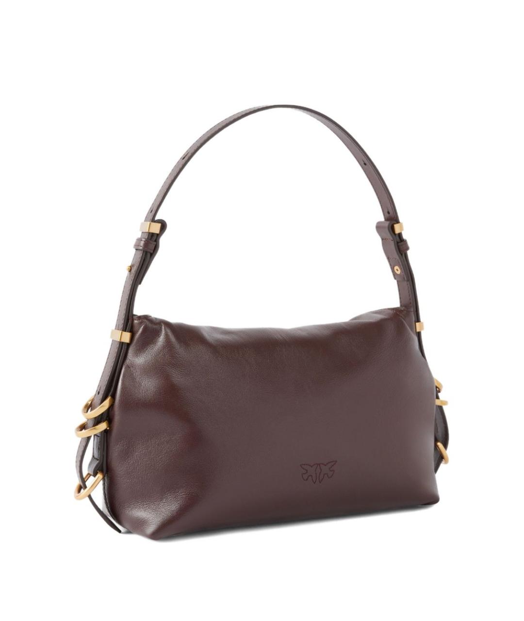 PINKO Бордовая кожаная сумка с короткими ручками, фото 4