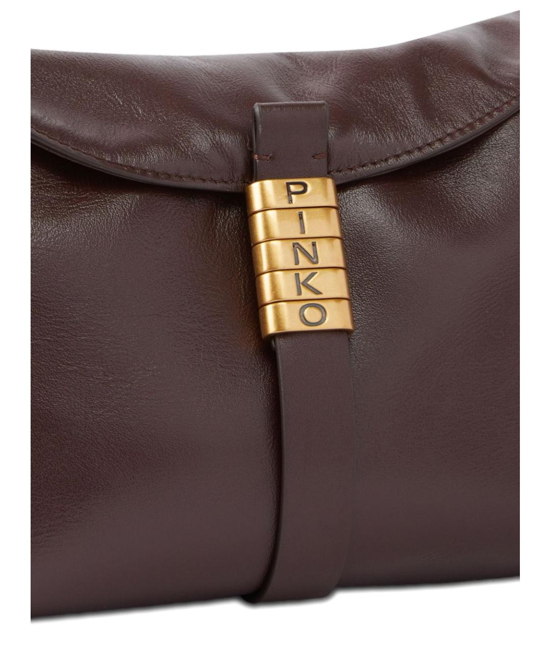 PINKO Бордовая кожаная сумка с короткими ручками, фото 3