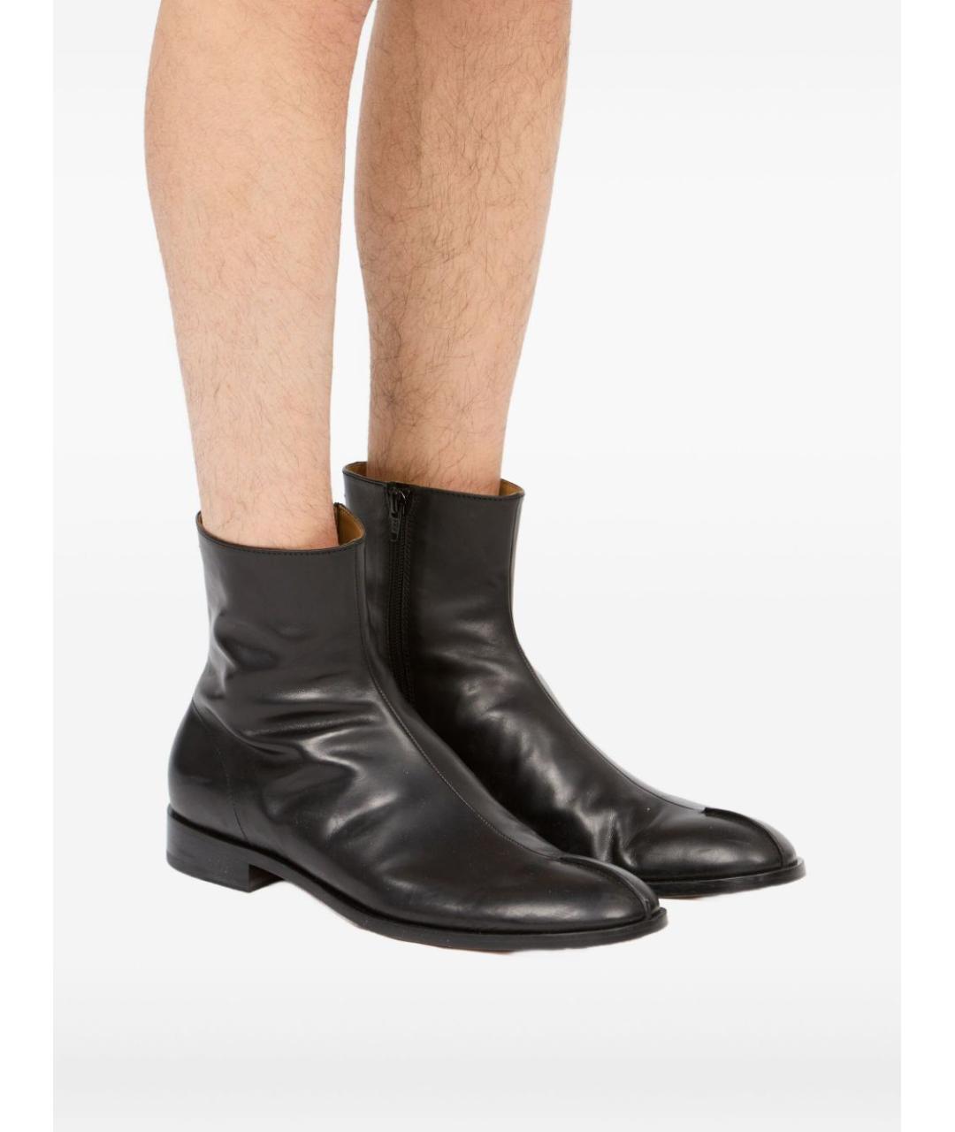 MM6 MAISON MARGIELA Черные кожаные высокие ботинки, фото 3