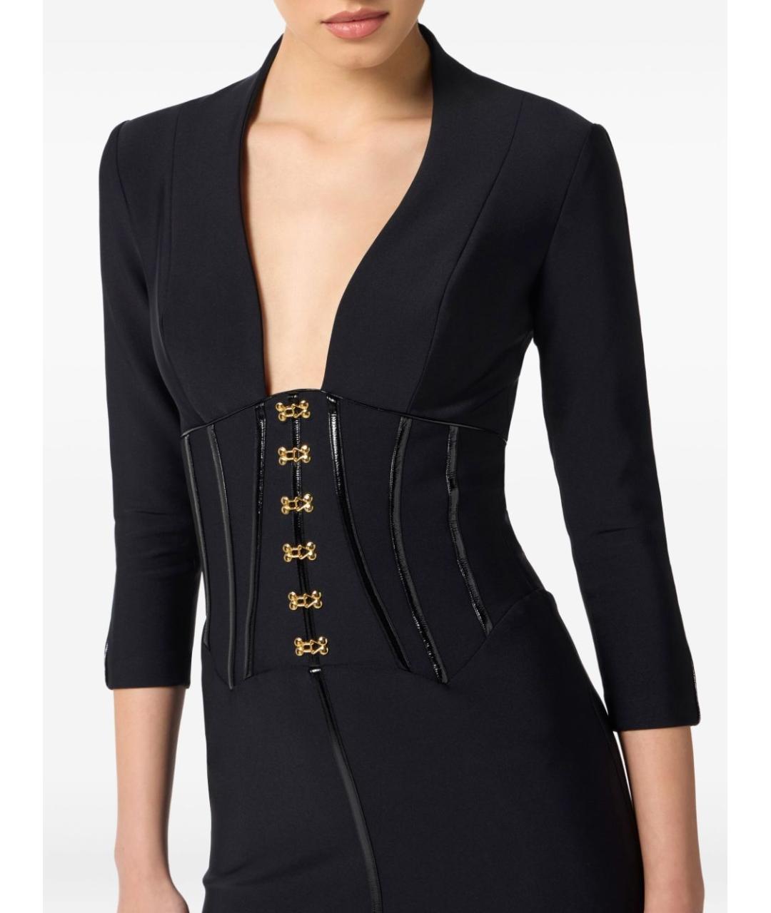 ELISABETTA FRANCHI Черное полиамидовое коктейльное платье, фото 2