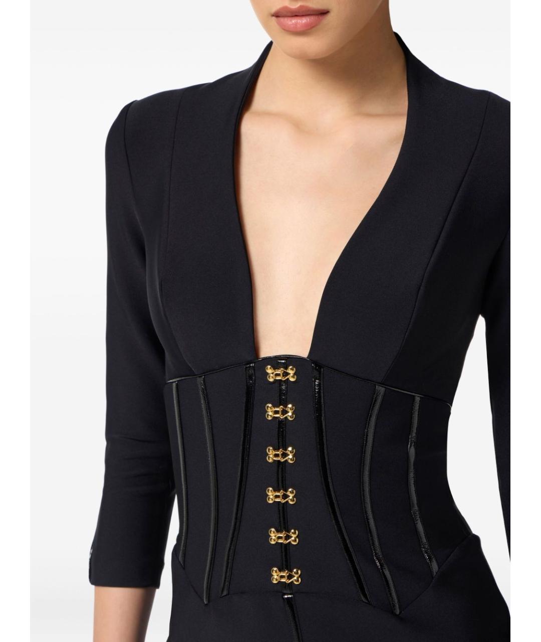 ELISABETTA FRANCHI Черное полиамидовое коктейльное платье, фото 4