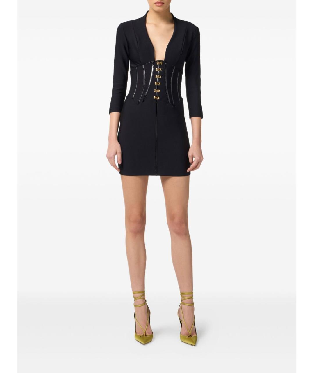 ELISABETTA FRANCHI Черное полиамидовое коктейльное платье, фото 5